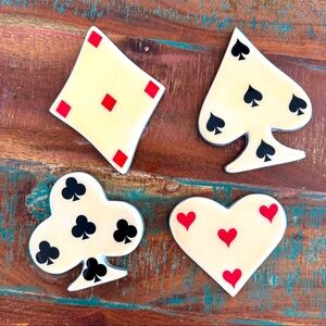 NWT 4 Suits ceramic anti-slip coasters ♣️♦️♠️♥️